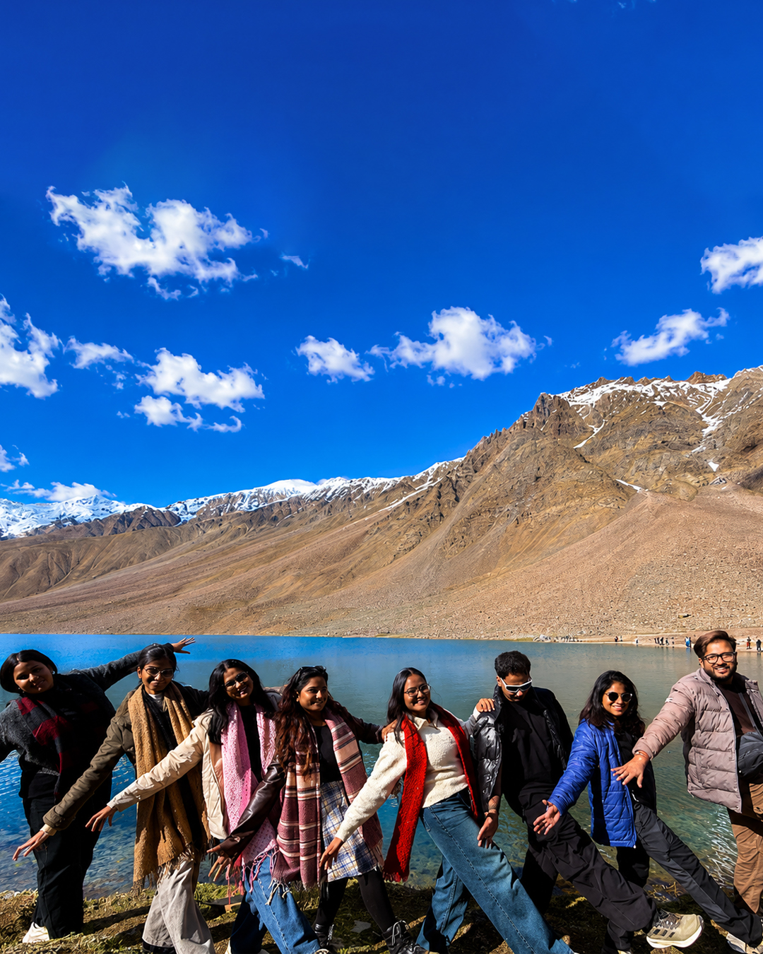 Travelers at Chandratal Lake